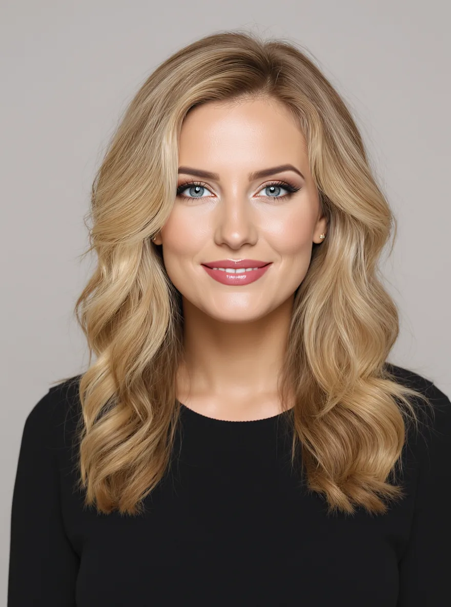 Long Voluminous Warm Honey Blonde Wavy Layers